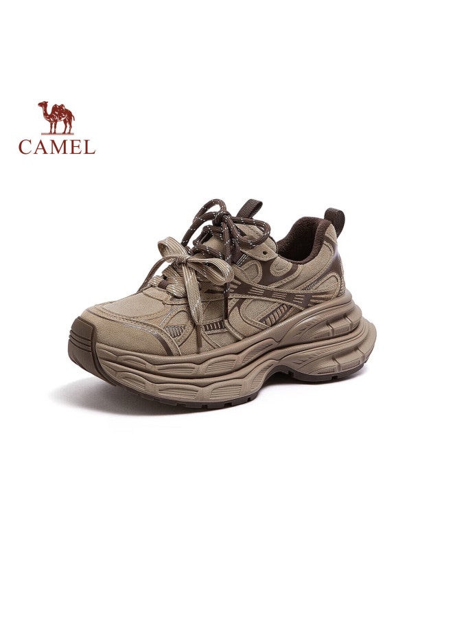 Camel Silver Moon Outdoor Dad Sneakers Thick Sole Casual Shoes L24a283742br Milk Tea Color (women's Fleece Lined) Size 38