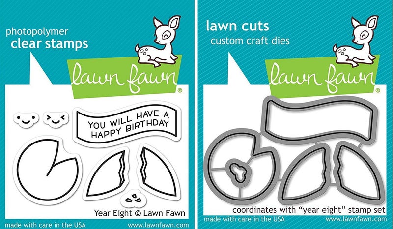 Lawn Fawn  Year Eight  Fortune Cookie Stamp and Die Set  2 Item Bundle