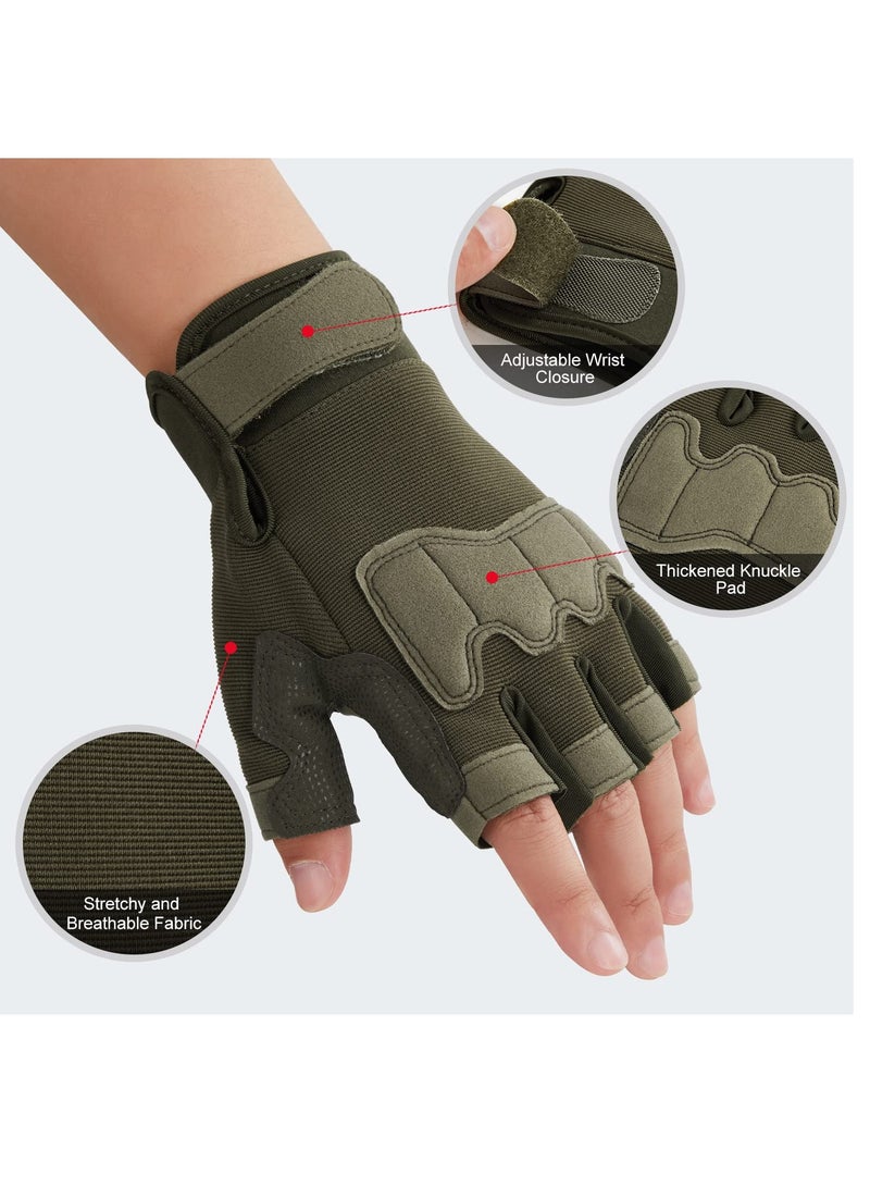 Excefore قفازات بدون أصابع، قفازات تمرين، لرماية الأيرسوفت والصيد بنصف أصابع والمشي لمسافات طويلة وركوب الدراجات النارية وتسلق الجبال، قفازات عمل، مقاس كبير - Image 3