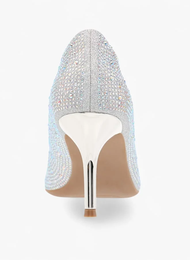 Flora Bella By Shoexpress Womens Embellished Slip-On Pointed Toe Pumps With Stiletto Heels
