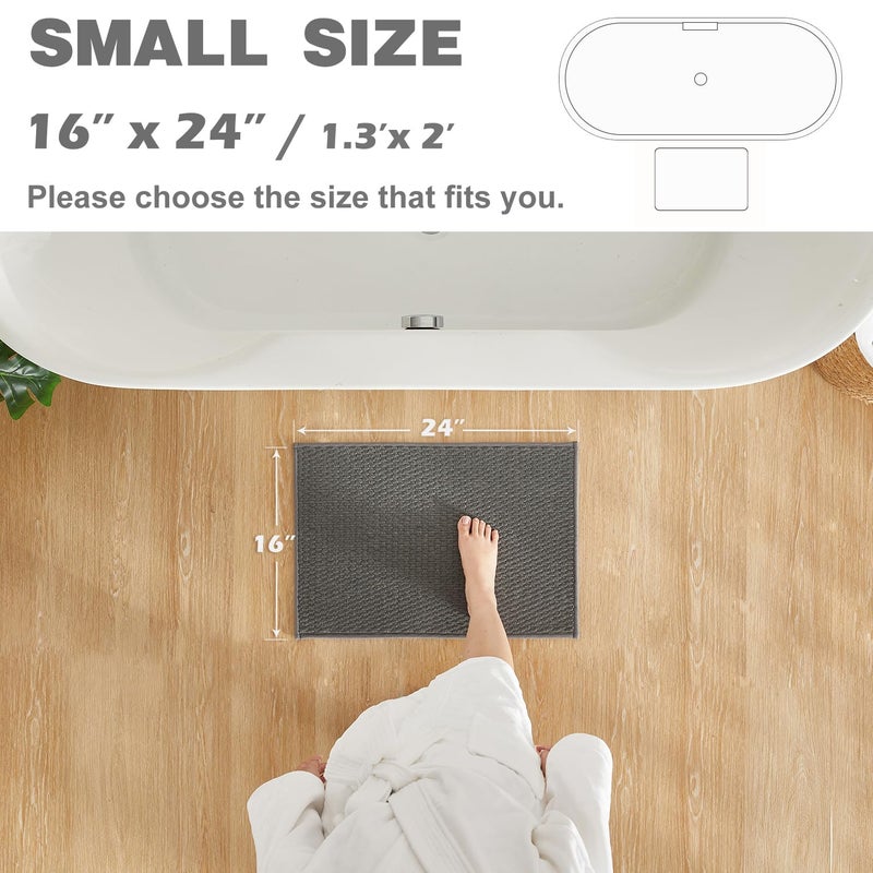 TYUU Bathroom Rugs Non Slip Washable, Super Absorbent Thin Bath Mat Small Quick Dry Low Pile Bathroom Rug, Dark Grey 16"x24" - Image 5