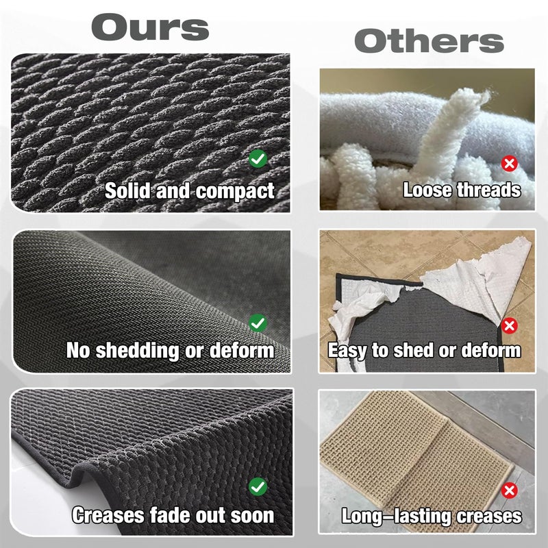 TYUU Bathroom Rugs Non Slip Washable, Super Absorbent Thin Bath Mat Small Quick Dry Low Pile Bathroom Rug, Dark Grey 16"x24" - Image 3