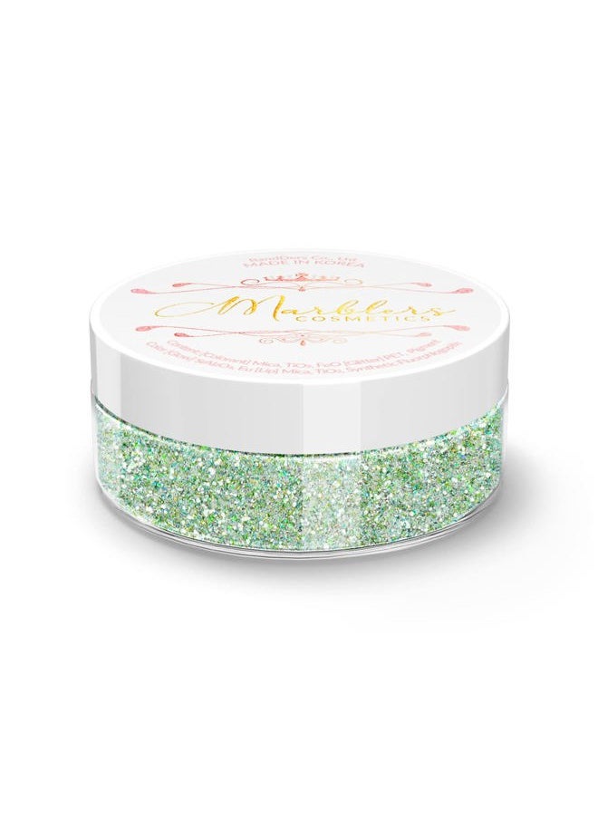MARBLERS Holographic Face & Body Glitter [Unicorn Green] 0.18oz (5g) | Fine | Non-Toxic | Vegan | Cruelty-Free | Festival, Rave & Party Makeup | Eye, Hair, Nail Polish, Eyeshadow | Nail Art | Gel Nail  - Image 1