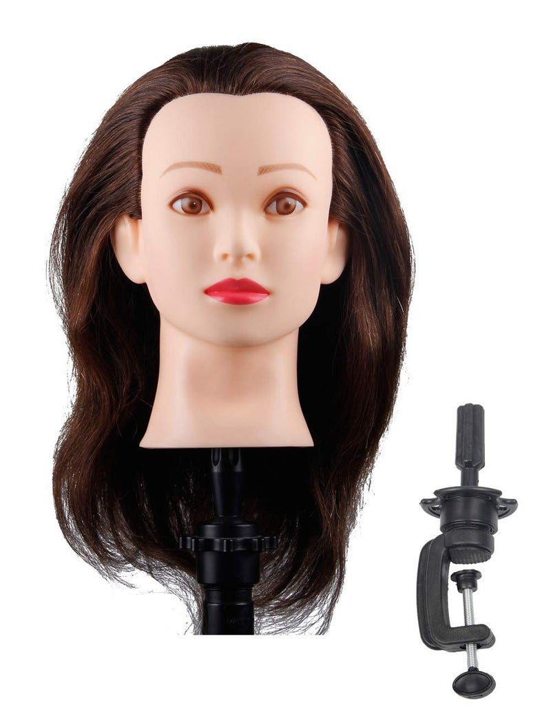 Mannequin Head with 100 Human Hair Hairdresser Training Head Manikin Cosmetology Doll Head Salon Training Practice Head with Blonde Human Hair Styling Dye Cutting with Clamp Stand