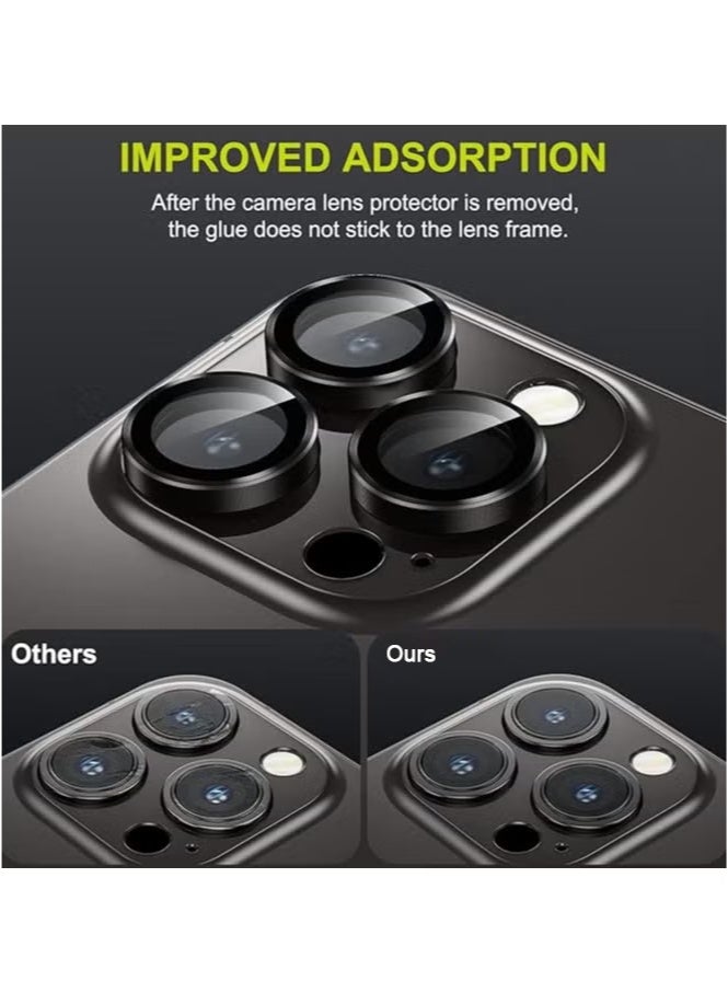 URBBKING Camera Lens Protector for iPhone 16 Pro/iPhone 16 Pro Max , HD Tempered Metal Glass Camera Screen Protector Cover Film Accessories, Black  - Image 2