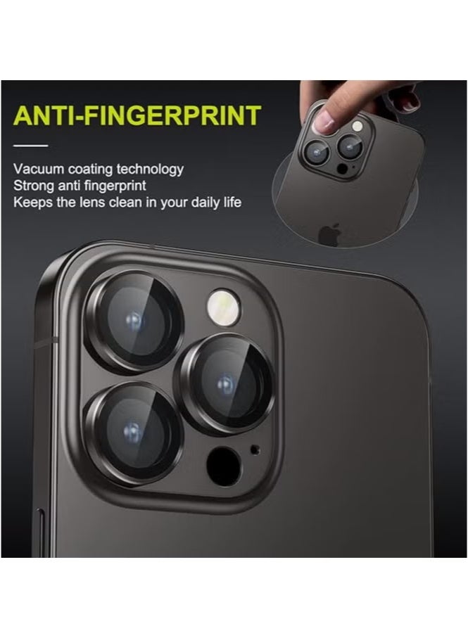 URBBKING Camera Lens Protector for iPhone 16 Pro/iPhone 16 Pro Max , HD Tempered Metal Glass Camera Screen Protector Cover Film Accessories, Black  - Image 4