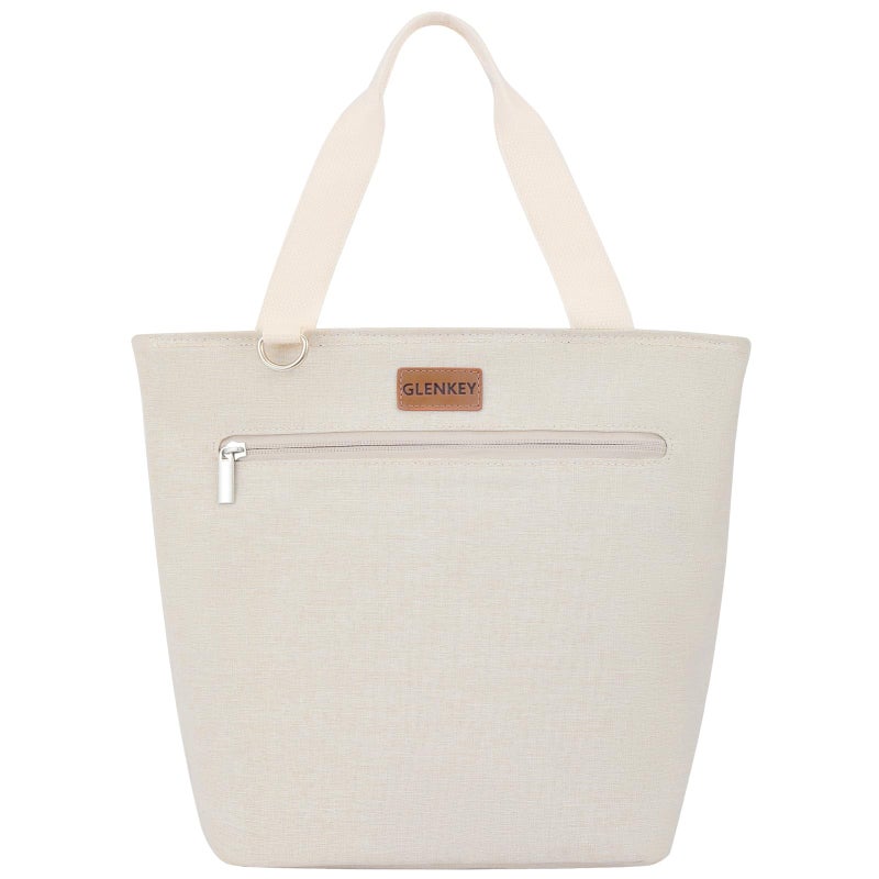 GLENKEY Insulated Lunch Bag Tote Lunch Box - Large Leakproof Cooler Bags for Adults - Soft Lunchbox for Women Work Shift Outdoor Travel Beige 8L - Image 1