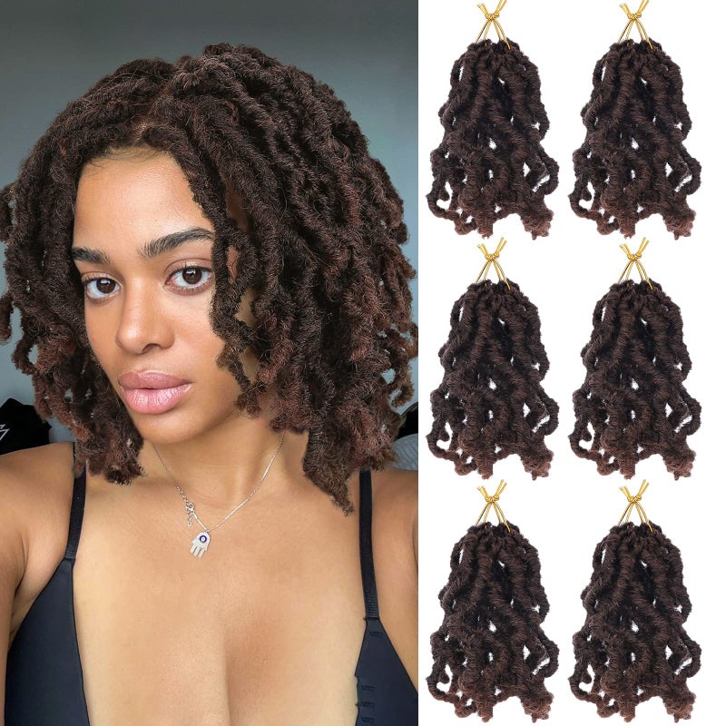 WIGNEE Faux Locs Crochet Hair 8 Inches Soft Locs PreLooped Short Faux Locs Crochet Hair For Black Women Crochet Braids6Packs1B30