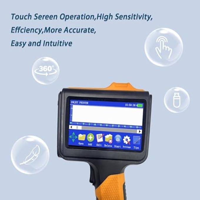 P19 PORTABLE HANDHELD INKJET PRINTER  PRINTS ON ANY SURFACE WITH 360 ROTATION  PRINT HEIGHT 2-12.7MM FOR BARCODES, DATES, QR CODES, LOGOS  ANTI-SLIP HANDLE & UPGRADED CARTRIDGE VERSION - Image 3