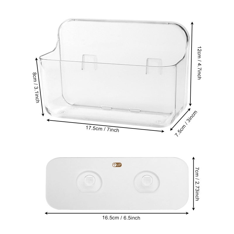CGBE 2 Packs Cabinet Door Organizer  Acrylic Adhesive Shelf Wall Mounted Storage  Self Adhesive Shower Shelves Without Drilling  Automatic Draining Clear Shower Organizer for Bathroom - Image 4