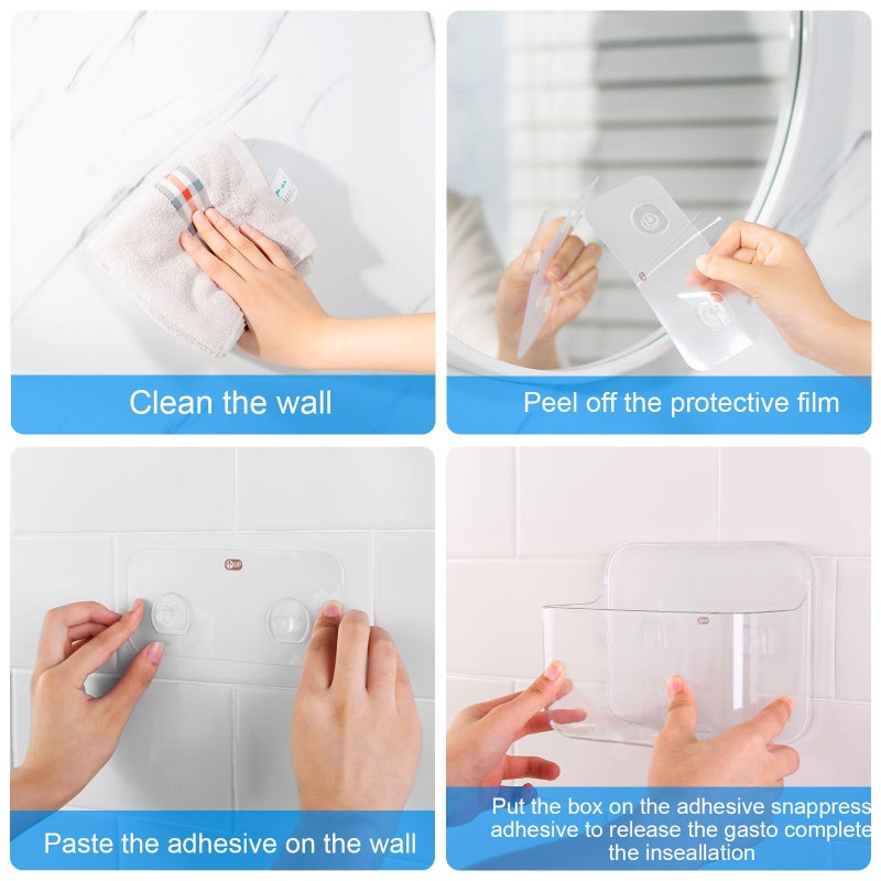 CGBE 2 Packs Cabinet Door Organizer  Acrylic Adhesive Shelf Wall Mounted Storage  Self Adhesive Shower Shelves Without Drilling  Automatic Draining Clear Shower Organizer for Bathroom - Image 5