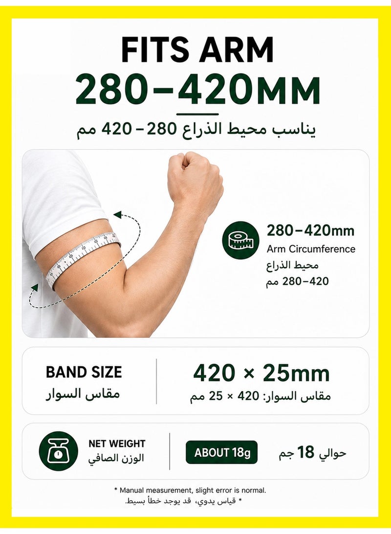 1 طابق سرداب حزام عضد متوافق مع سلسلة WHOOP 5.0، رباط ذراع علوي نايلون قابل للتعديل 28-42 سم، مرن وقابل للتنفس ومقاوم للتعرق لتتبع النشاط والنوم والتعافي طوال اليوم، أسود - Image 4