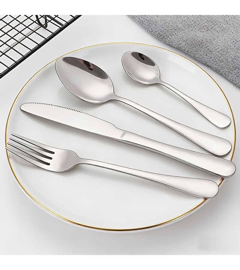 30 Pieces Stainless Steel Cutlery Set Silvery For 6 People Mirror Polish Dishwasher Safe Easy Clean Home Restaurant Banquet Outdoor Hotel Party Wedding - Image 4