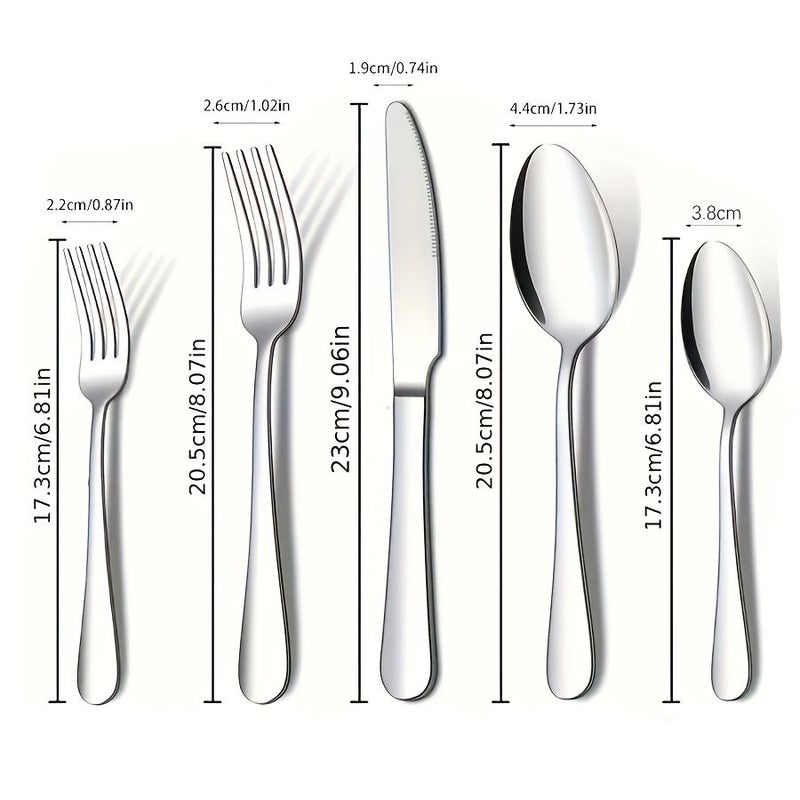 30 Pieces Stainless Steel Cutlery Set Silvery For 6 People Mirror Polish Dishwasher Safe Easy Clean Home Restaurant Banquet Outdoor Hotel Party Wedding - Image 3