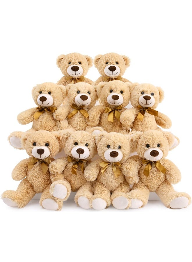 MaoGoLan ماو غولان دمى دببة صغيرة بالجملة لحفلات استقبال المواليد، 10 عبوات من دمى دببة محشوة صغيرة بالجملة، 13.5" دببة محشوة صغيرة للاحتفالات، أعياد الميلاد، عيد الميلاد، زينة الحفلات - Image 1