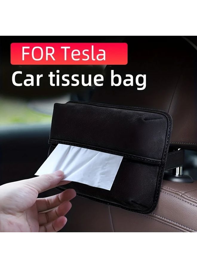 White Hidden Draw Out PU Leather Tissue Box For Tesla Cars Easy Access Design - Image 4