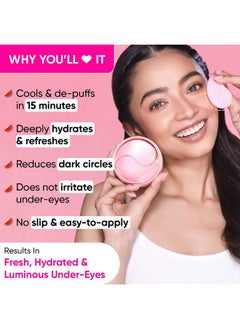 Dot & Key Watermelon Cooling Hydrogel Under Eye Patches For Dark Circles & Puffiness Reduction | With Hyaluronic & Niacinamide | Eye Patches | Instantly Hydrates Cools & Depuffs | 60 Patches  - Image 2