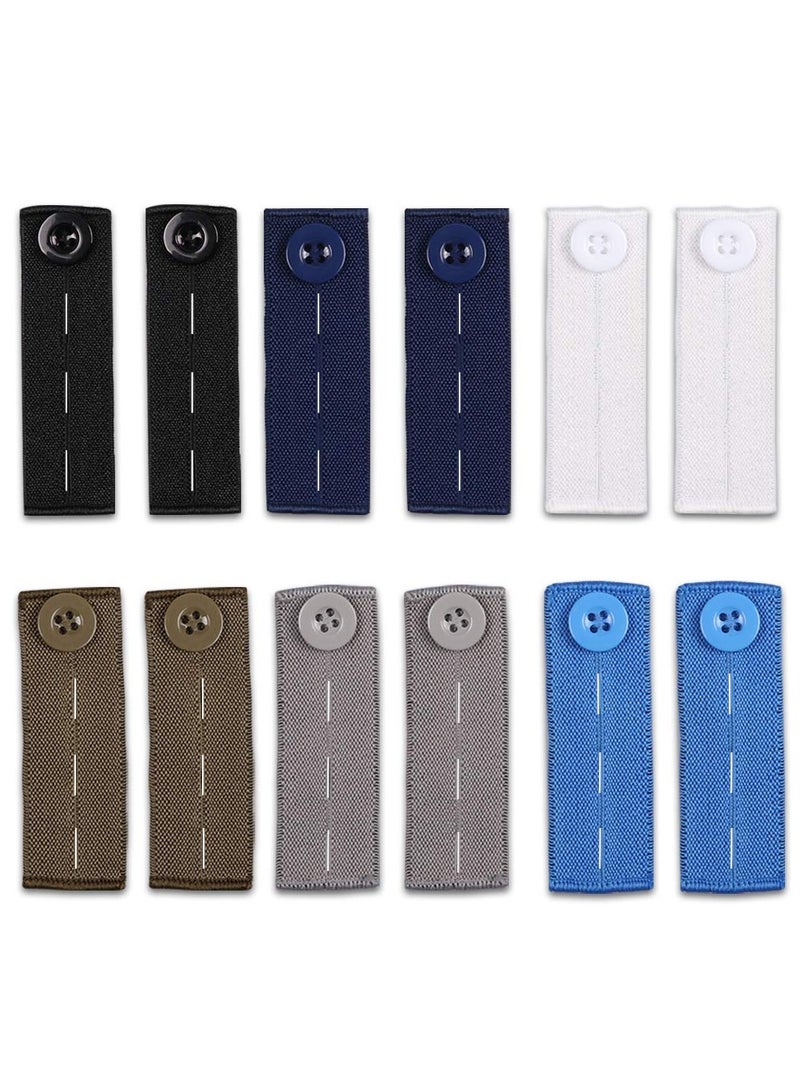 12 قطعة من وصلات الخصر المرنة، موسع حزام الخصر القابل للتعديل للرجال والنساء، مجموعة تمديد زر السراويل الجينز (6 الوان) - Image 1