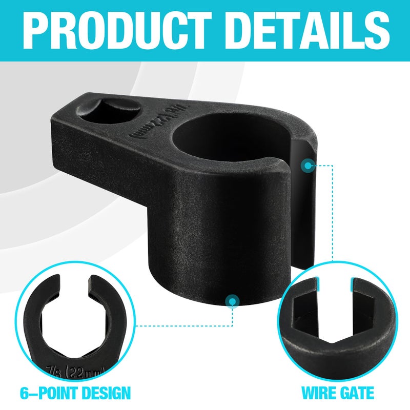 DURATECH O2 Oxygen Sensor Socket 3/8-Inch Drive x 7/8-Inch (22mm), Offset Wrench Cr-Mo Steel, 6-Point Tool With Wire Gate - Image 3