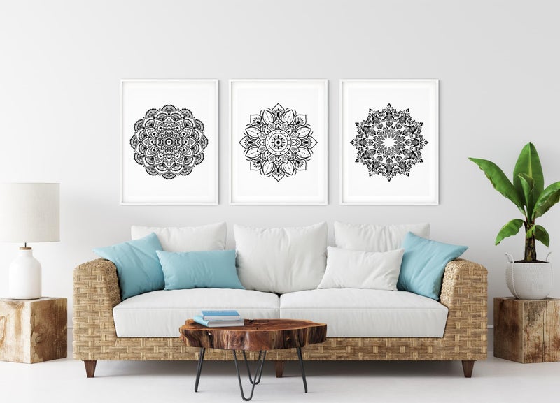 YKW 4 Pack Mandala Stencils for Painting - Reusable Large Mandala Templates - 14.5x7.7 Patterns for Wall, Fabric, Wood, Heterosexual Stone - DIY Home Decor Art Craft Supplies, Translucent and Soft - Image 5