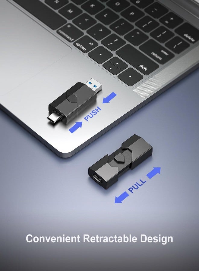 راويي ذاكرة فلاش USB-C سعة 256 جيجابايت من RAOYI، 2 في 1، من النوع C + USB 3.0، ذاكرة فلاش USB-C قابلة للسحب، ذاكرة محمولة USB-C لأجهزة iPhone 15 و iPad Pro والهواتف الذكية وأجهزة الكمبيوتر اللوحية التي تعمل بنظام Android (أسود) - Image 2