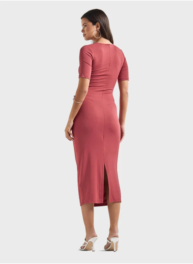 FAV Textured High Neck Bodycon Dress