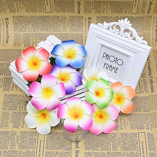 Tia Crafts Premium Foam Colourful Plumeria Hawaii Flower Artificial Floating Flowers for Home Decoration and Pooja (Blue, 12) - Image 4