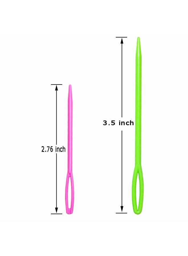 Hekisn 20pcs Colorful Plastic Sewing Needles, 2 Sizes (3.5 & 2.76 inch), Large Eye, Easy to Use, Multicolor, Blunt Point, Ideal for Knitting, Crochet & Sewing Projects - Image 2