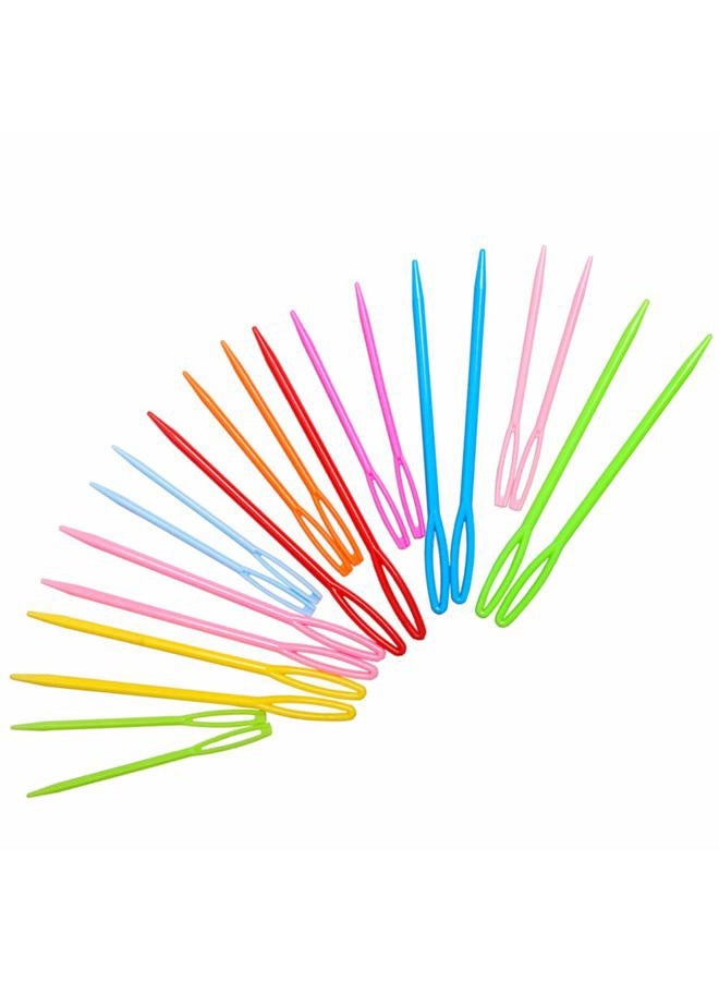 Hekisn 20pcs Colorful Plastic Sewing Needles, 2 Sizes (3.5 & 2.76 inch), Large Eye, Easy to Use, Multicolor, Blunt Point, Ideal for Knitting, Crochet & Sewing Projects - Image 1