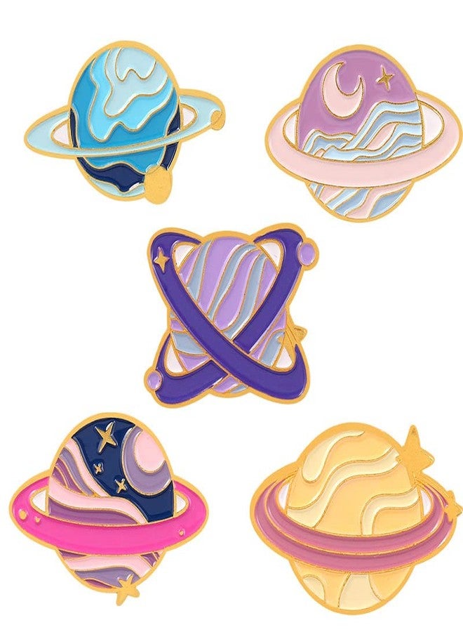 ROFARSO Planet Enamel Lapel Pin Set Cartoon Astronomy Pin, Accessory for Backpacks Clothing Bags Hats Shirts (5piccs pin set) - Image 1