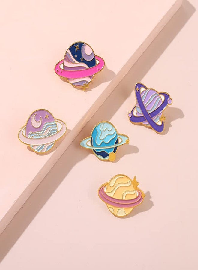 ROFARSO Planet Enamel Lapel Pin Set Cartoon Astronomy Pin, Accessory for Backpacks Clothing Bags Hats Shirts (5piccs pin set) - Image 3