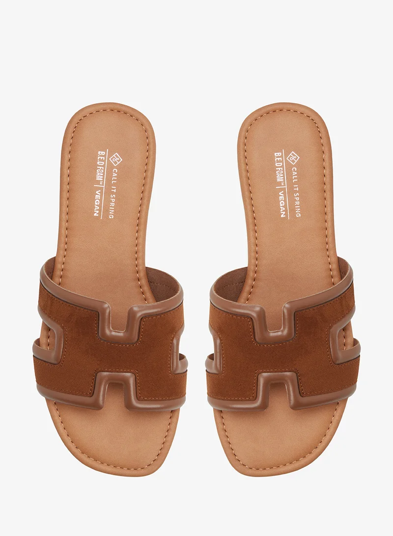 Call it Spring COGNAC Kamiko Flat Sandals for Women | Best Price UAE