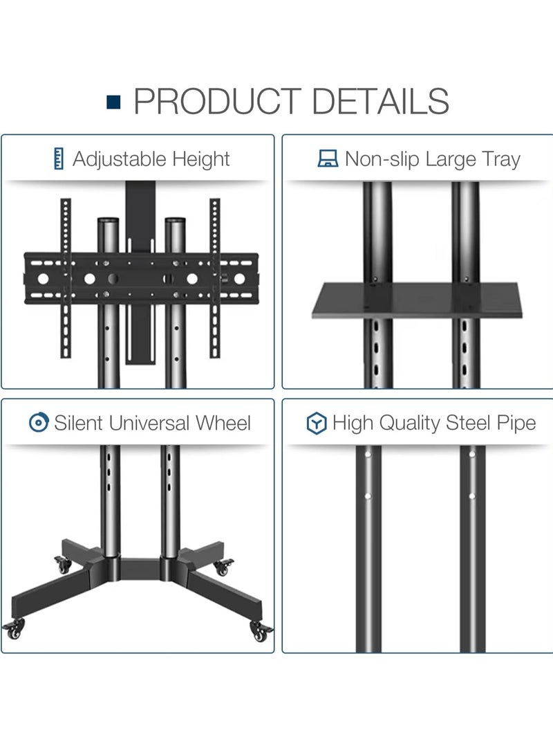 HYX "HYX Adjustable Rolling TV Stand – Elegant Floor Stand for 32-75 Inch TVs with Height Adjustment" - Image 5