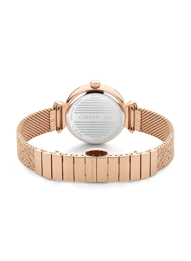 CERRUTI 1881 Cerrisi 31mm Women's Quartz Watch With Rose Gold Pressed Mesh Bracelet