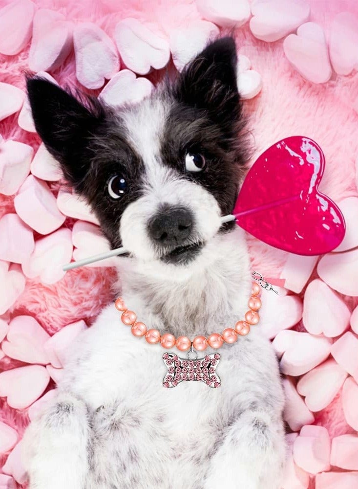 SOLARAE Dog Collar and Puppy Hair Accessories, 4 Pack Pearl Pet Necklace for Small Dogs Girl Barrette Crystal Rhinestone Cat Grooming Products - Image 4