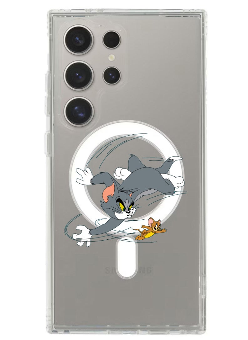 Theodor - Magnetic Case for Samsung Galaxy S24 Ultra 6.8-inch Compatible with MagSafe Wireless Charging, Shockproof Phone Bumper Cover tom and jerry - Image 1