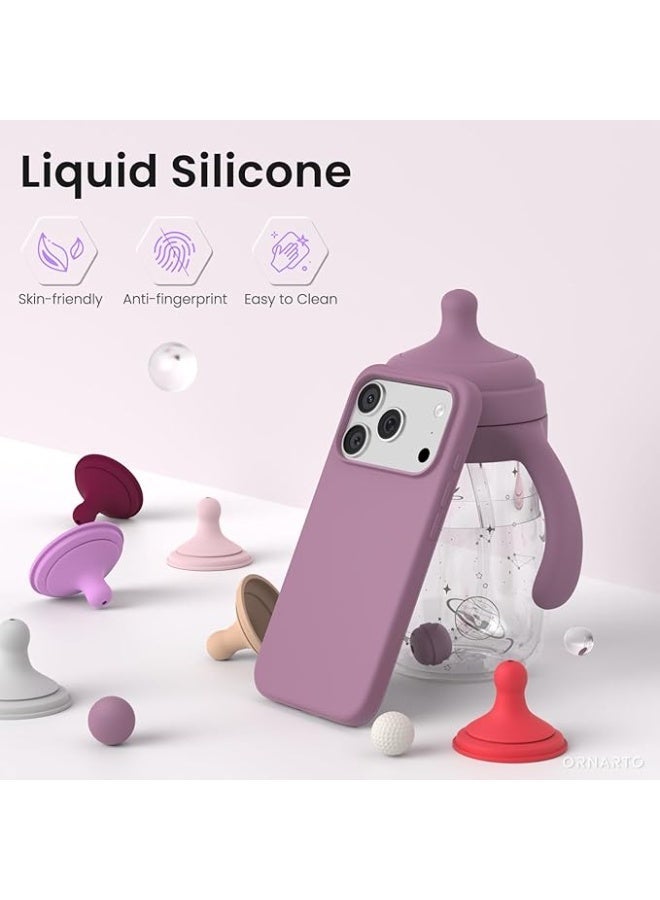 جراب متوافق مع iPhone 17 Pro مقاس 6.3 بوصة، جراب نحيف من السيليكون السائل بأربع طبقات مغطى بالكامل بجل ناعم مطاطي مقاوم للصدمات، جراب هاتف واقٍ لهاتف iPhone 17 Pro - بنفسجي أرجواني - Image 3