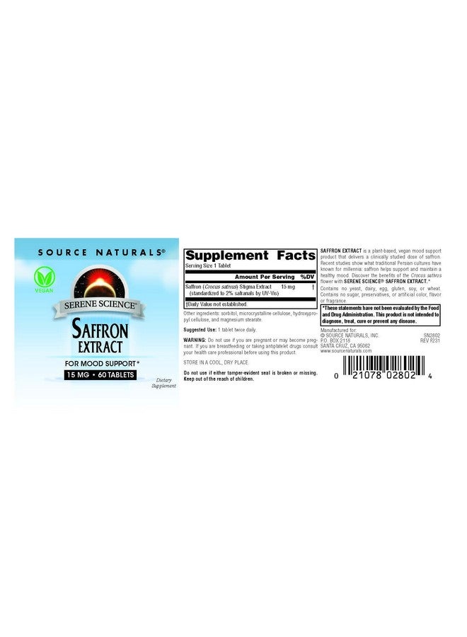 Source Naturals Source Naturals Serene Science Saffron Extract, for Mood Support* - 60 Tablets  - Image 4