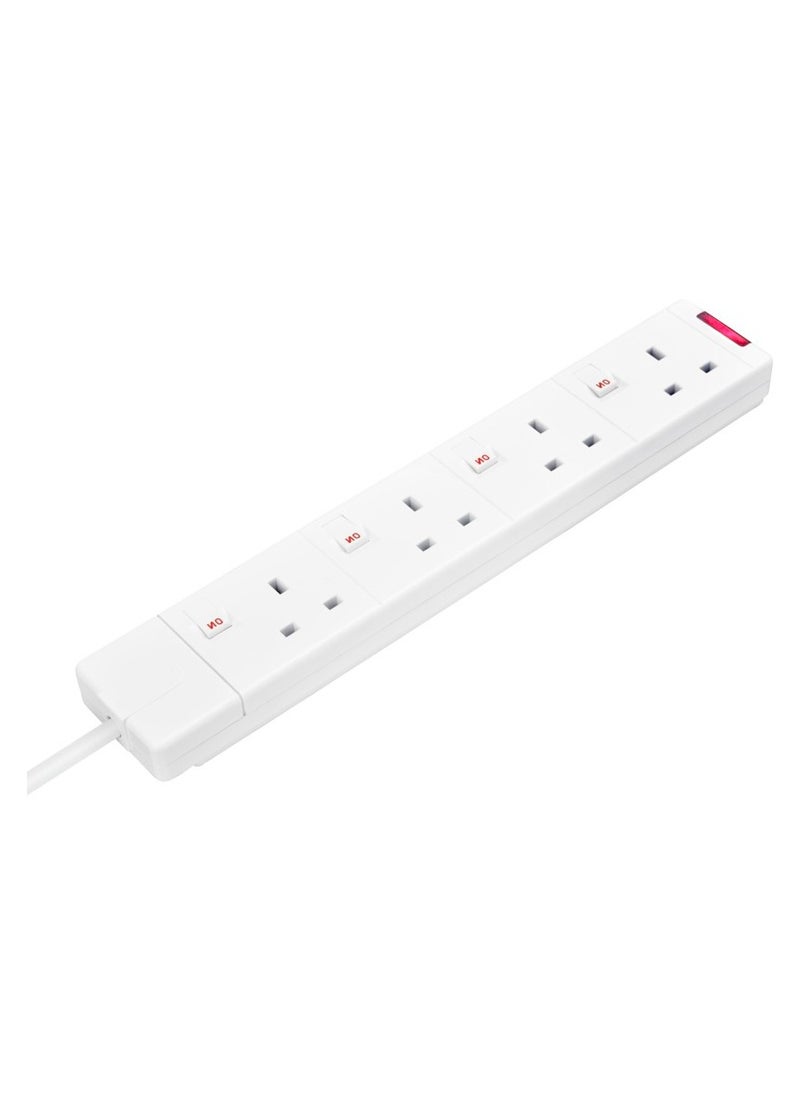 MASTERPLUG - Masterplug SWG4-MP Four Socket Rewireable Trailing Socket with Power Indicator and Individual Switches, without Plug and Cable, 13 Amp, White - Image 1