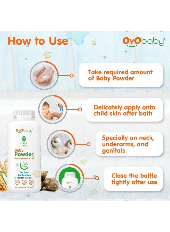 أيو بيبي بودرة أطفال خالية من التلك من أويو بيبي للأطفال حديثي الولادة، 100 جم (عبوة من قطعتين) - Image 5