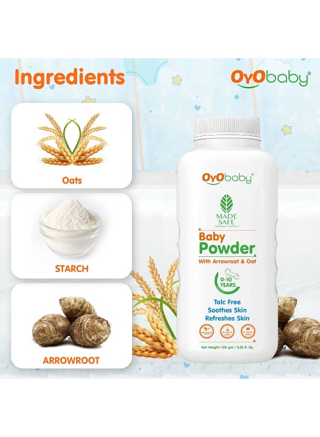 أيو بيبي بودرة أطفال خالية من التلك من أويو بيبي للأطفال حديثي الولادة، 100 جم (عبوة من قطعتين) - Image 4