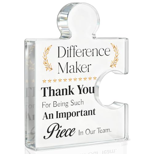Yigaue Team Gifts for Employees, Thank You Appreciation Gift for Coworkers Colleagues Employees, Best Team Ever Gifts Difference Maker Acrylic Puzzle Piece Plaque Office Decor - Image 1