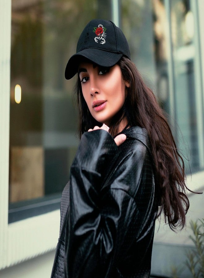 viofre Hats for Men Baseball Cap Mens Hat Rose Black Snapback Hats for Men Cotton Baseball Hat Fitted Snap Back Trucker Cap for Mens Women Flat Bill Brim Caps Golf Hiphop Dance Accessories Gifts - Image 5