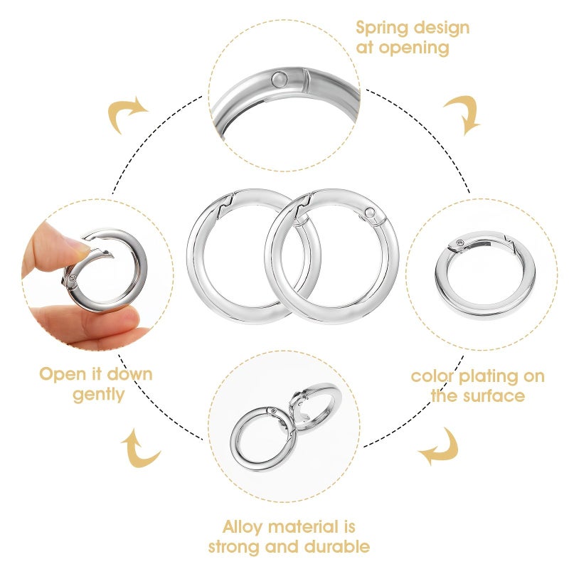 Golden 26pcs Keychain Spring O Ring Zinc Alloy Hiking Buckle For Bag Wallet - Image 2
