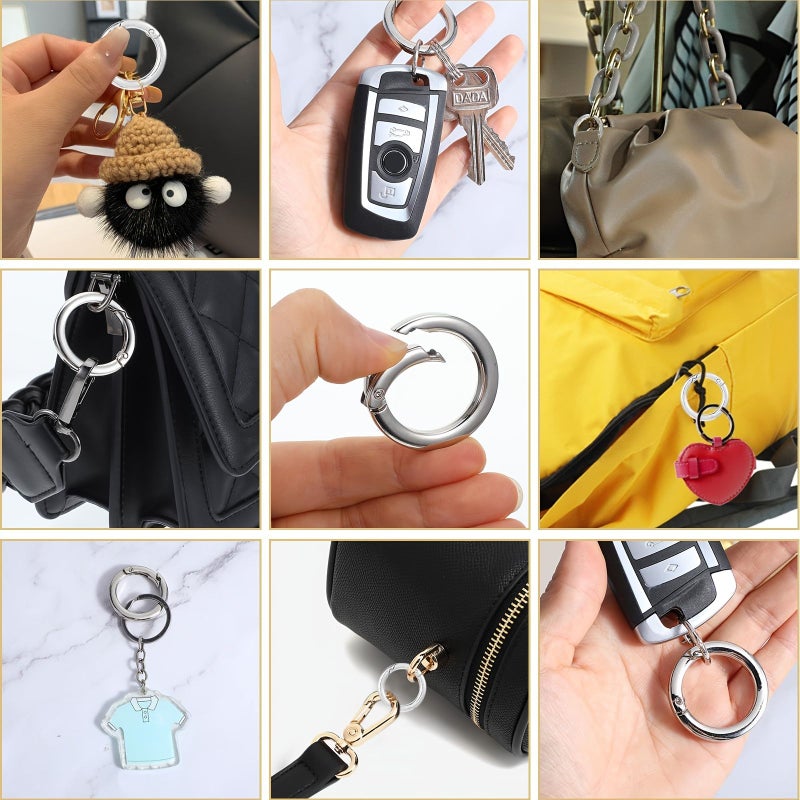 Golden 26pcs Keychain Spring O Ring Zinc Alloy Hiking Buckle For Bag Wallet - Image 3
