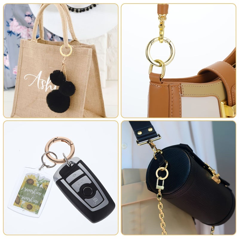 Golden 26pcs Keychain Spring O Ring Zinc Alloy Hiking Buckle For Bag Wallet - Image 5