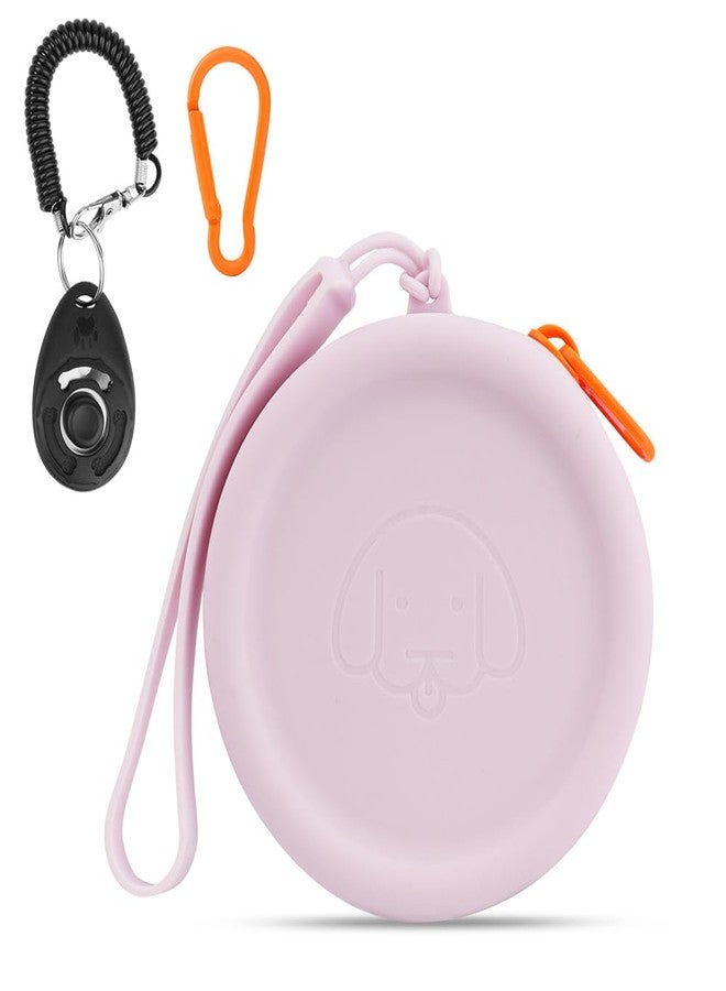 WALLFID Silicone Dog Treat Pouch Small Bag,with Pet Training Clicker,Walking Bag for Dog and Cat, Pocket Size, Easy to Clean, Odorless, Zipper Design,Moisture-Proof,Travel Walking Bag.(Purple) - Image 1