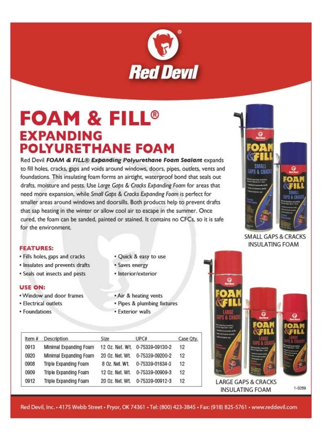 0912 Foam And Fill Large Gaps And Cracks Expanding Polyurethane Sealant 20 Oz Off White Pack Of 1