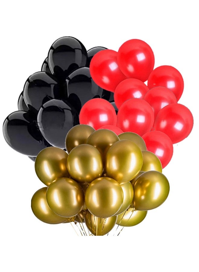 DUL DUL 30 pcs ~ Metallic balloon 10 pcs Black,10 pcs Golden & 10 pcs Red color balloons for Birthday / Baby Shower~Anniversary~Wedding Decoration~New year celebration material Rubber