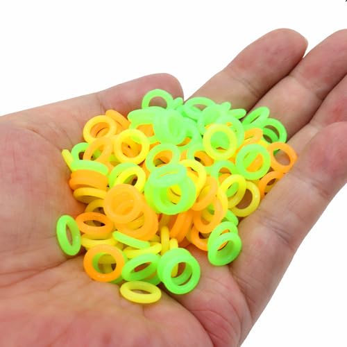 ZXUEZHENG 150 Pack Elasticity Silicone Soft Stitch Ring Markers for Knitting Crochet Etc, (Small Size for Needle Sizes 0-8, Orange, Yellow, Green) - Image 5
